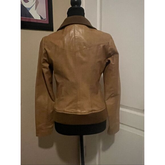 Black Rivet camel color genuine leather jacket - Picture 2 of 10